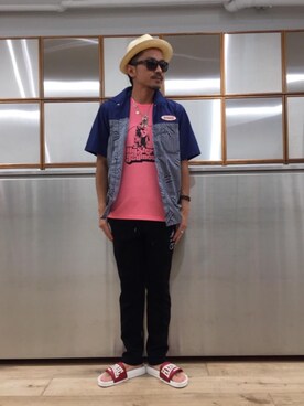 「エンジニアシャツ」｜京都くんさん（メンズ・172cm）の夏コーディネート