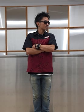 「エンジニアシャツ」｜京都くんさん（メンズ・172cm）の夏コーディネート