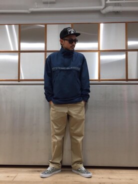 「HYSTERIC GLAMOUR（ヒステリックグラマー）のHYS WHISKY柄 刺繍キャップ（キャップ）」を使った、京都くんさん（メンズ・172cm）の秋コーディネート