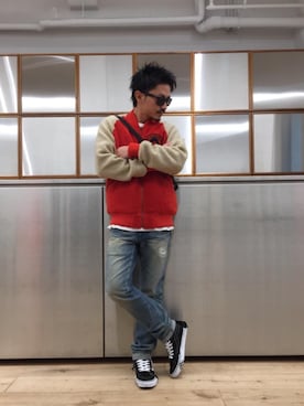 「ショルダーバック」｜「アイテム（ブルゾン）」を使った、京都くんさん（メンズ・172cm）の秋コーディネート