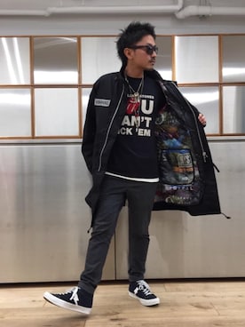「ミリタリーコーデ」｜「アイテム（ルームウェア）」を使った、京都くんさん（メンズ・172cm）の秋コーディネート