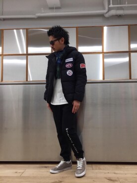 「HYSTERIC GLAMOUR（ヒステリックグラマー）のアイテム（バンダナ/スカーフ）」を使った、京都くんさん（メンズ・172cm）の冬コーディネート