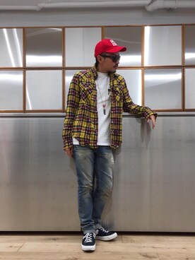 「コラボレーション」｜「アイテム（その他）」を使った、京都くんさん（メンズ・172cm）の冬コーディネート