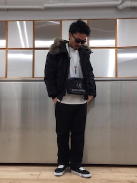 「ショルダーバック」｜「アイテム（財布/小物）」を使った、京都くんさん（メンズ・172cm）の冬コーディネート