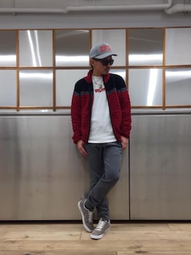 「メッシュキャップ」｜「アイテム（ブルゾン）」を使った、京都くんさん（メンズ・172cm）の冬コーディネート