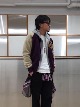 「アイテム（ルームウェア/パジャマ）」を使った、京都くんさん（メンズ・172cm）の冬コーディネート