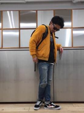 「コラボレーション」｜「アイテム（その他アウター）」を使った、京都くんさん（メンズ・172cm）の冬コーディネート