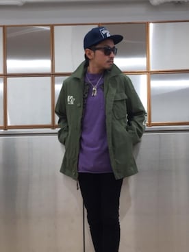 「HYSTERIC GLAMOUR（ヒステリックグラマー）のHYS WHISKY柄 刺繍キャップ（キャップ）」を使った、京都くんさん（メンズ・172cm）の春コーディネート