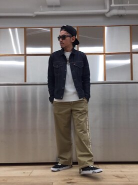 「HYSTERIC GLAMOUR（ヒステリックグラマー）のHYS WHISKY柄 刺繍キャップ（キャップ）」を使った、京都くんさん（メンズ・172cm）の春コーディネート