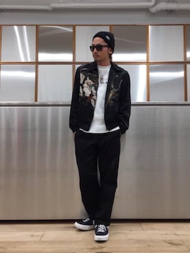 「パンクコーデ」｜「アイテム（その他アウター）」を使った、京都くんさん（メンズ・172cm）の春コーディネート