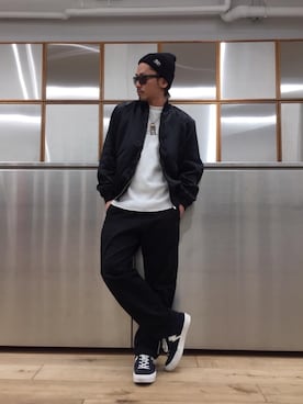 「ラフコーデ」｜「アイテム（スカジャン）」を使った、京都くんさん（メンズ・172cm）の春コーディネート
