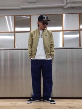 「HYSTERIC GLAMOUR（ヒステリックグラマー）のHYS WHISKY柄 刺繍キャップ（キャップ）」を使った、京都くんさん（メンズ・172cm）の春コーディネート