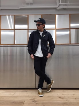 「コラボレーション」｜「アイテム（ナイロンジャケット）」を使った、京都くんさん（メンズ・172cm）の春コーディネート