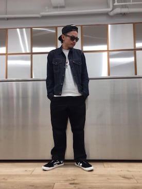 「HYSTERIC GLAMOUR（ヒステリックグラマー）のHYS WHISKY柄 刺繍キャップ（キャップ）」を使った、京都くんさん（メンズ・172cm）の春コーディネート