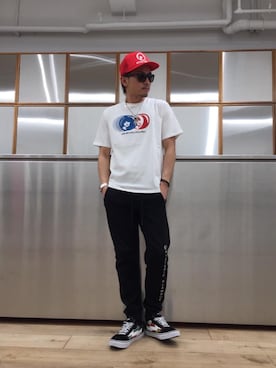 「パンクコーデ」｜「アイテム（帽子）」を使った、京都くんさん（メンズ・172cm）の春コーディネート