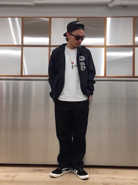 「HYSTERIC GLAMOUR（ヒステリックグラマー）のHYS WHISKY柄 刺繍キャップ（キャップ）」を使った、京都くんさん（メンズ・172cm）の春コーディネート