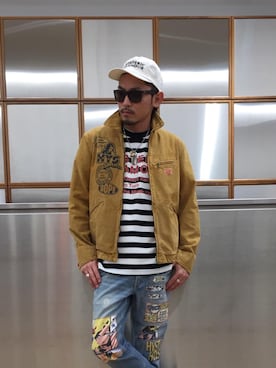 「テーパードデニム」｜「アイテム（その他アウター）」を使った、京都くんさん（メンズ・172cm）の春コーディネート