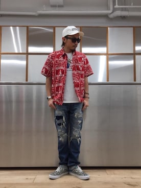 「半袖シャツコーデ」｜京都くんさん（メンズ・172cm）の春コーディネート