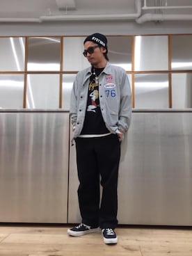 「ストライプジャケット」｜「アイテム（その他アウター）」を使った、京都くんさん（メンズ・172cm）の春コーディネート