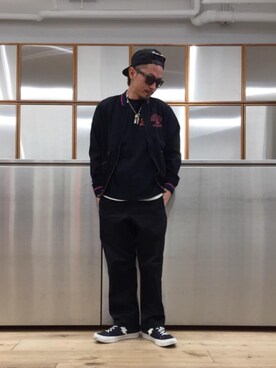 「HYSTERIC GLAMOUR（ヒステリックグラマー）のHYS WHISKY柄 刺繍キャップ（キャップ）」を使った、京都くんさん（メンズ・172cm）の夏コーディネート