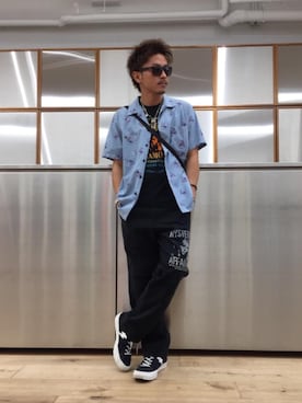 「コラボレーション」｜「アイテム（財布/小物）」を使った、京都くんさん（メンズ・172cm）の夏コーディネート