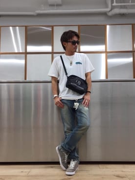 「ショルダーバック」｜「アイテム（財布/小物）」を使った、京都くんさん（メンズ・172cm）の夏コーディネート