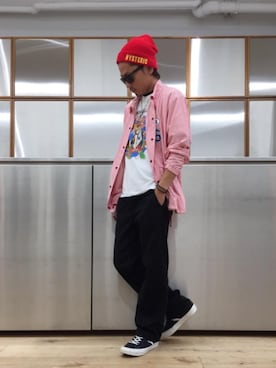 「ニットキャップ」｜「アイテム（その他アウター）」を使った、京都くんさん（メンズ・172cm）の夏コーディネート