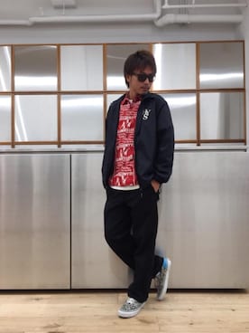 「半袖シャツ」｜「アイテム（ナイロンジャケット）」を使った、京都くんさん（メンズ・172cm）の夏コーディネート