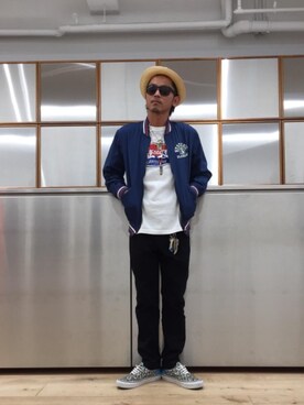 「ハットコーデ」｜「アイテム（ブルゾン）」を使った、京都くんさん（メンズ・172cm）の夏コーディネート