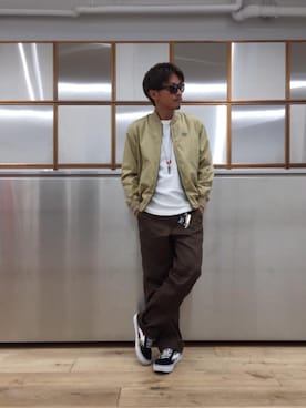 「コラボレーション」｜「アイテム（ブルゾン）」を使った、京都くんさん（メンズ・172cm）の夏コーディネート