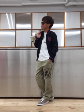 「トートバック」｜「アイテム（ブルゾン）」を使った、京都くんさん（メンズ・172cm）の夏コーディネート