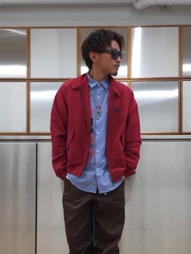 マインデニム　ハリントンジャケット　サイズ2 レッド Next：日本 レッド - ボア裏地付き 小雨防水 ハリントンジャケット