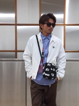 「ショルダーバック」｜「アイテム（ブルゾン）」を使った、京都くんさん（メンズ・172cm）の秋コーディネート