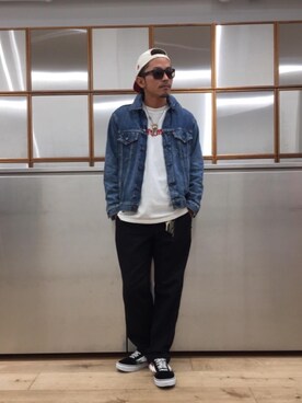 「70'sコーデ」｜「アイテム（デニムジャケット）」を使った、京都くんさん（メンズ・172cm）の秋コーディネート