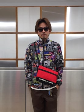 「ショルダーバック」｜「アイテム（ナイロンジャケット）」を使った、京都くんさん（メンズ・172cm）の秋コーディネート