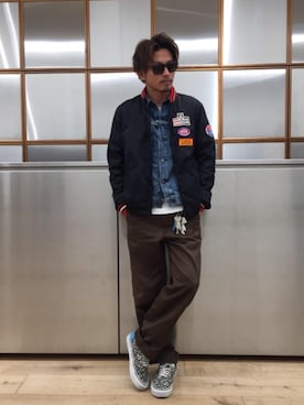 「Gジャン」｜「アイテム（ナイロンジャケット）」を使った、京都くんさん（メンズ・172cm）の秋コーディネート