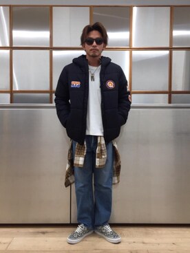 「長袖シャツ」｜「アイテム（ブルゾン）」を使った、京都くんさん（メンズ・172cm）の秋コーディネート