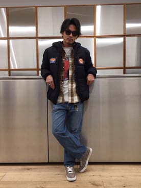 「長袖シャツ」｜「アイテム（ブルゾン）」を使った、京都くんさん（メンズ・172cm）の秋コーディネート