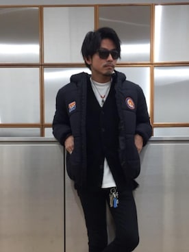「モヘアカーディガン」｜「アイテム（ブルゾン）」を使った、京都くんさん（メンズ・172cm）の秋コーディネート