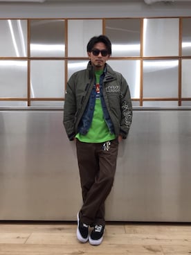 「Gジャン」｜「アイテム（ナイロンジャケット）」を使った、京都くんさん（メンズ・172cm）の秋コーディネート