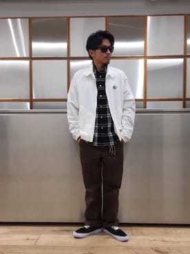 「長袖シャツ」｜「アイテム（ブルゾン）」を使った、京都くんさん（メンズ・172cm）の秋コーディネート