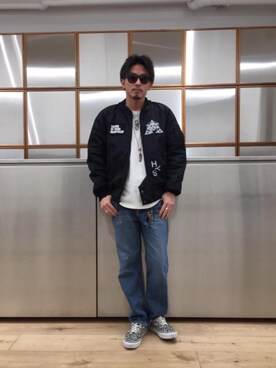 京都くんさんの「HYS 84 パッチ リメイクN-2Bジャケット」を使ったコーディネート