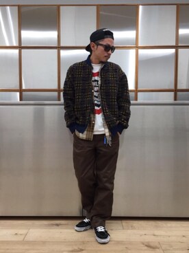「長袖シャツ」｜「アイテム（その他アウター）」を使った、京都くんさん（メンズ・172cm）の冬コーディネート