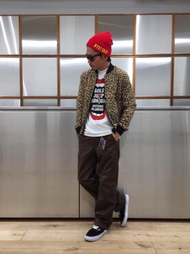 「レオパードコーデ」｜京都くんさん（メンズ・172cm）の冬コーディネート