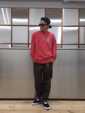 「HYSTERIC GLAMOUR（ヒステリックグラマー）のHYS WHISKY柄 刺繍キャップ（キャップ）」を使った、京都くんさん（メンズ・172cm）の冬コーディネート