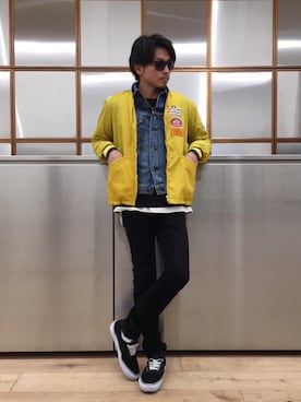 「Gジャン」｜「アイテム（ナイロンジャケット）」を使った、京都くんさん（メンズ・172cm）の冬コーディネート