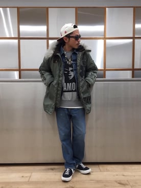 「アイテム（ルームウェア/パジャマ）」を使った、京都くんさん（メンズ・172cm）の冬コーディネート