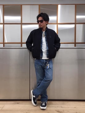 デニムジャケットを使った ストレートデニム のメンズ人気ファッションコーディネート Wear