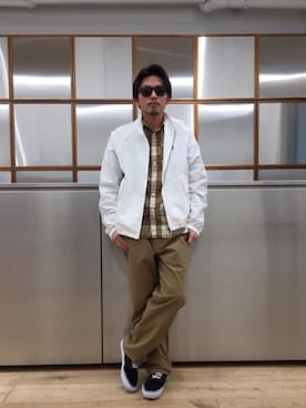 「長袖シャツ」｜「アイテム（ブルゾン）」を使った、京都くんさん（メンズ・172cm）の冬コーディネート