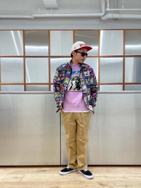「コラボレーション」｜「アイテム（ナイロンジャケット）」を使った、京都くんさん（メンズ・172cm）の冬コーディネート
